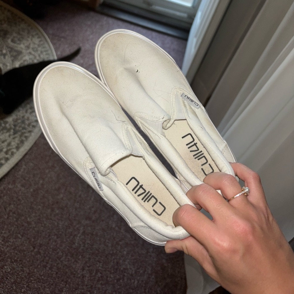 White Slip-On Canvas Shoes